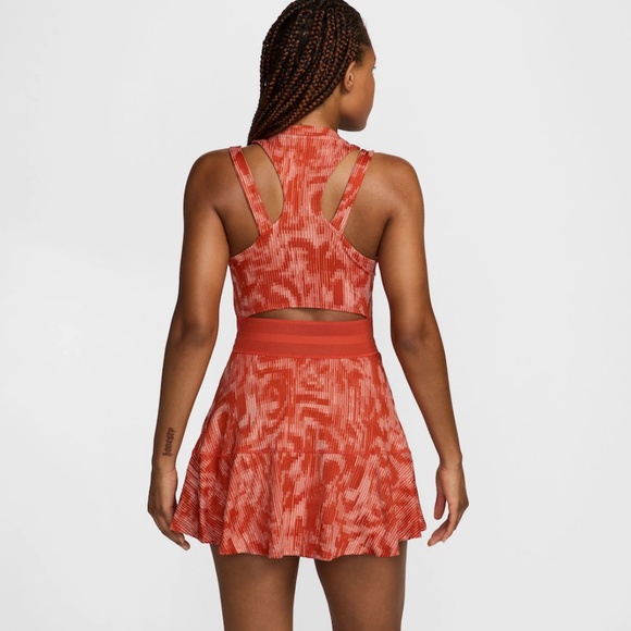 Nike Slam Sabalenka Vibrant Orange Patterned Dress Size Medium - Picture 4 of 7